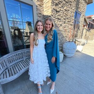 Blue off the shoulder formal dress